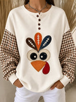 Casual Houndstooth Crew Neck Long Sleeve Sweatshirt