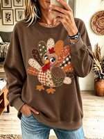 Casual Turkey Crew Neck Long Sleeve Sweatshirt