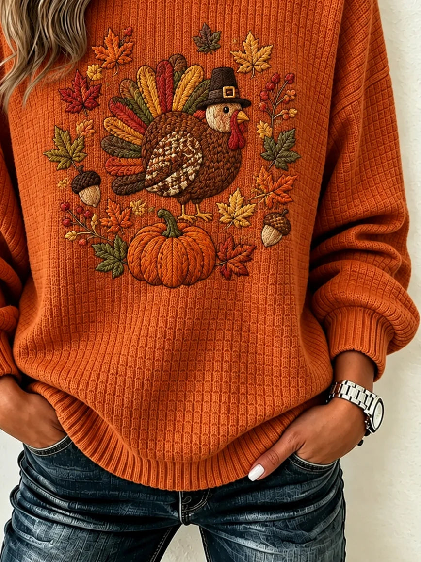 Casual Maple Leaf Crew Neck Long Sleeve Sweatshirt