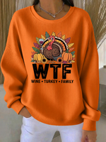 Casual Text Letters Crew Neck Long Sleeve Sweatshirt