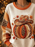 Casual Leopard Crew Neck Long Sleeve Sweatshirt