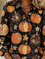Women Abstract Graphic Casual Shirt Shirt Collar Long Sleeve Top