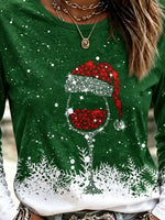 Vintage Snowflake Crew Neck Long Sleeve T-shirt