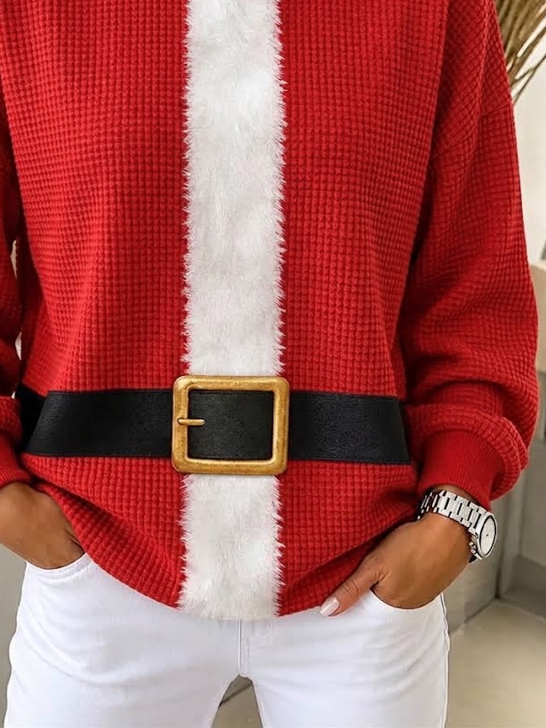 Casual Christmas Crew Neck Long Sleeve Sweatshirt