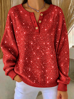 Casual Abstract Henley Collar Long Sleeve Sweatshirt