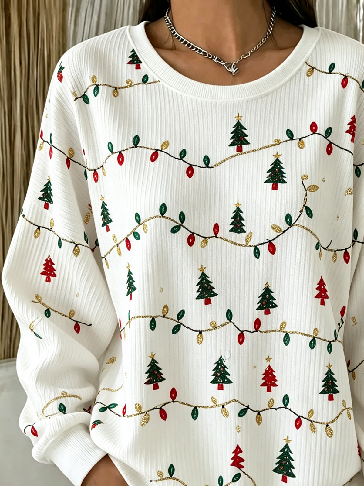 Casual Christmas Crew Neck Long Sleeve Sweatshirt