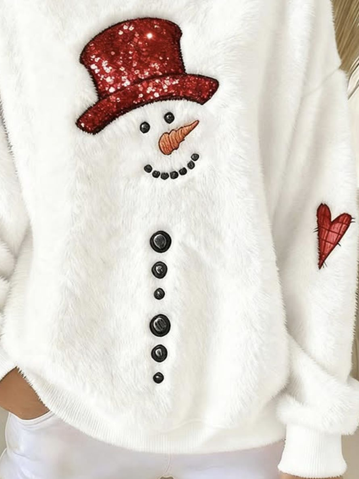 Casual Christmas Snowman Crew Neck Long Sleeve Sweatshirt