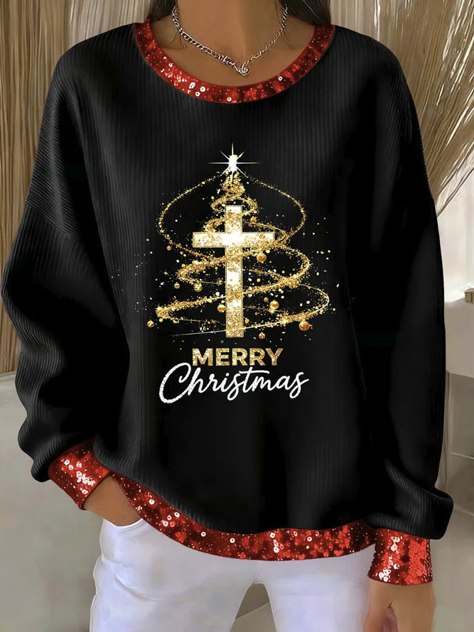 Casual Text Letters Crew Neck Long Sleeve Sweatshirt
