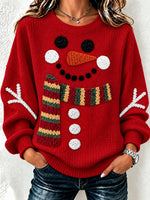 Casual Christmas Snowman Henley Collar Long Sleeve Sweatshirt