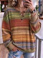 Vintage Abstract Henley Collar Long Sleeve Sweatshirt
