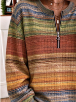 Vintage Abstract Stripes Crew Neck Long Sleeve Sweatshirt