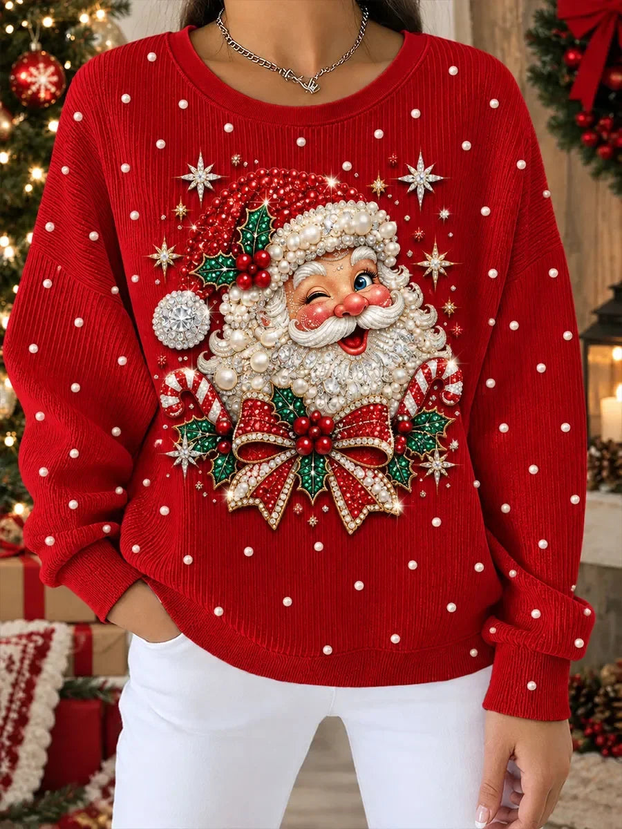 Casual Santa Claus Crew Neck Long Sleeve Sweatshirt