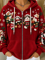 Women Spring/Fall Outerwear Casual Cat Long Sleeve Hoodie Jacket
