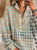 Casual Abstract Shawl Collar Long Sleeve Sweatshirt