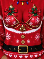 Humor Santa Claus Crew Neck Long Sleeve Sweatshirt