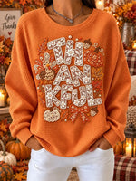 Casual Maple Leaf Crew Neck Long Sleeve Sweatshirt
