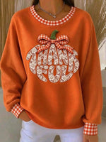 Casual Plaid Crew Neck Long Sleeve Sweatshirt