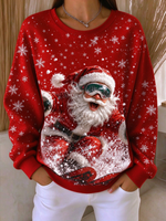 Casual Santa Claus Crew Neck Long Sleeve Sweatshirt