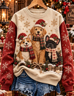 Women Christmas Cute Festive Dogs Sweatshirt