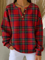 Vintage Regular Fit Casual Henley Collar Sweatshirt