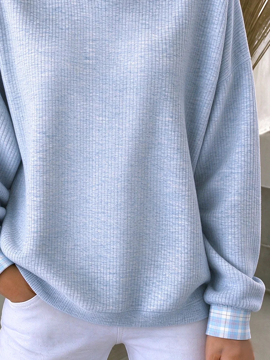 Casual Plaid Crew Neck Long Sleeve Sweatshirt