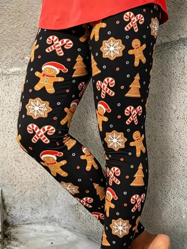 Women Christmas Casual All Season Printing Long Leggings