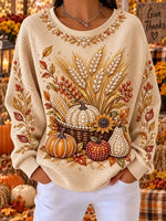 Casual Sunflower Crew Neck Long Sleeve Sweatshirt
