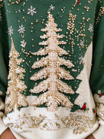 Vintage Christmas Tree Crew Neck Long Sleeve Sweatshirt