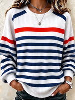 Casual Striped Crew Neck Long Sleeve Sweatshirt