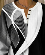 Casual Geometric Henley Collar Long Sleeve Sweatshirt