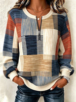 Casual Geometric Crew Neck Long Sleeve Sweatshirt