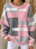 Casual Geometric Crew Neck Long Sleeve Sweatshirt