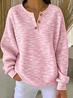 Casual Abstract Henley Collar Long Sleeve Sweatshirt