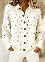 Women's Winter Christmas Tree Art Printed Casual Top