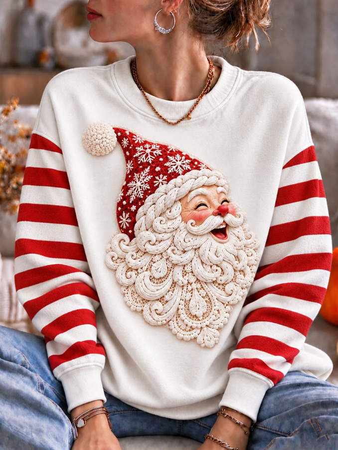 Women Vintage Christmas Santa Casual Crew Neck Sweatshirts