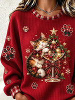 Casual Christmas Crew Neck Long Sleeve Sweatshirt