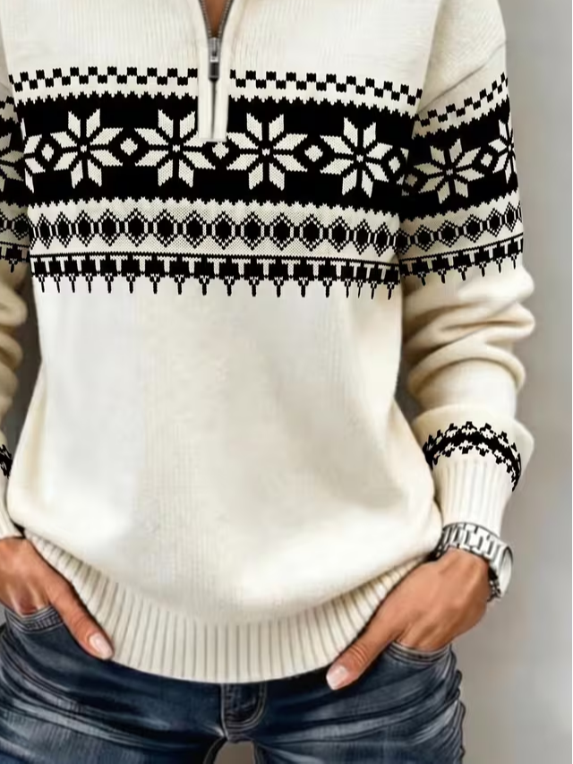 Casual Abstract Shawl Collar Long Sleeve Sweatshirt