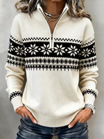 Casual Abstract Shawl Collar Long Sleeve Sweatshirt