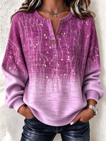 Casual Floral Breathable Henley Collar Long Sleeve Sweatshirt