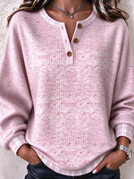 Casual Plain Henley Collar Daily Long Sleeve Sweatshirt