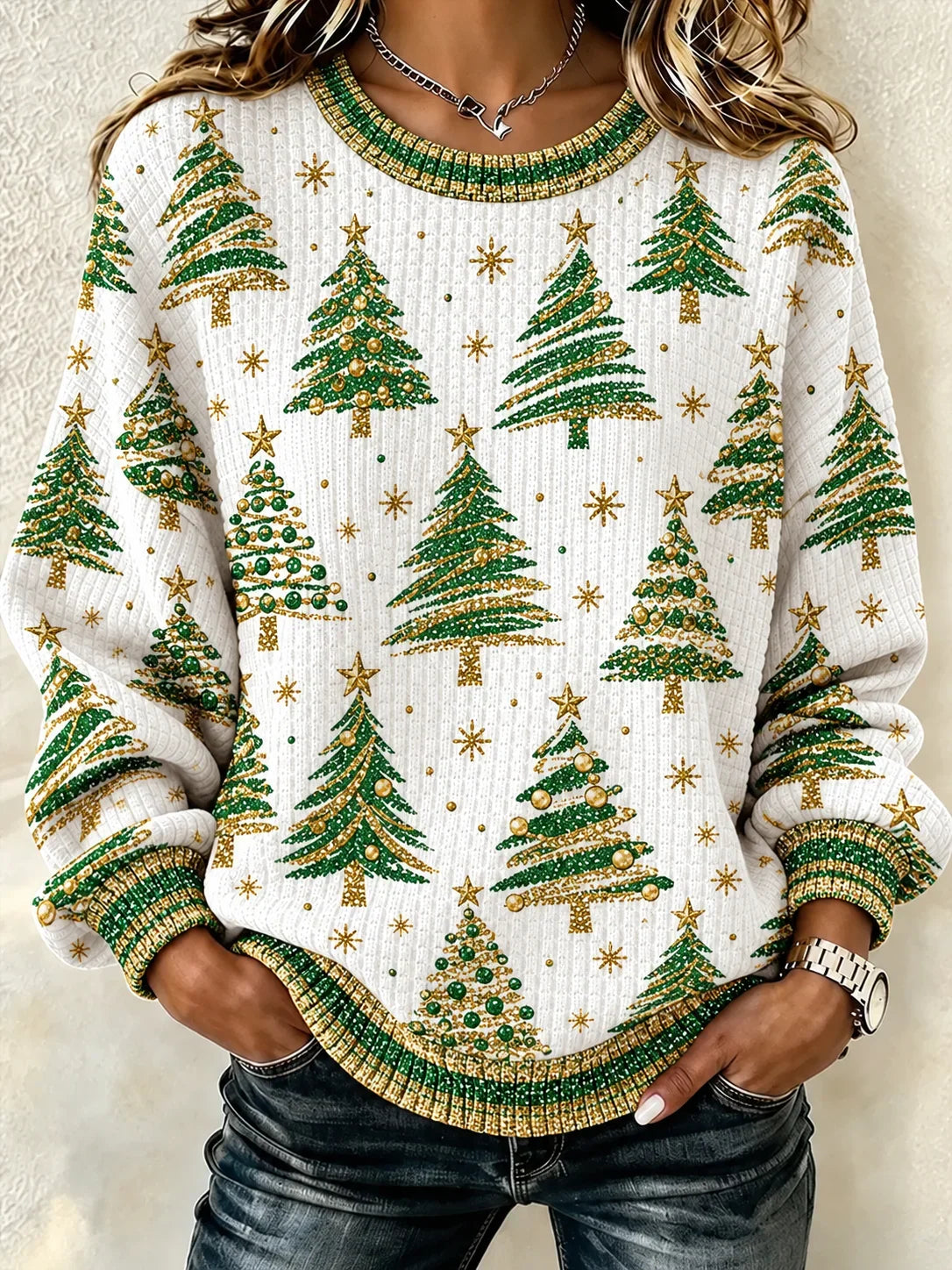 Casual Cozy Henley Collar Holiday Sweatshirt