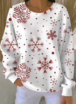 Women Casual Christmas Snowflake Print Sweatshirt