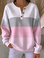 Vintage Striped Henley Collar Long Sleeve Sweatshirt