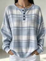 Casual Plaid Crew Neck Long Sleeve Sweatshirt