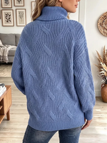 Women Vintage Elegant Cable Knit Turtleneck Casual Sweater