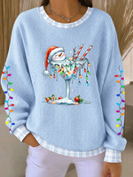 Casual Plaid Crew Neck Long Sleeve Sweatshirt