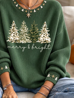 Casual Rustic Christmas Crew Neck Long Sleeve Sweatshirt
