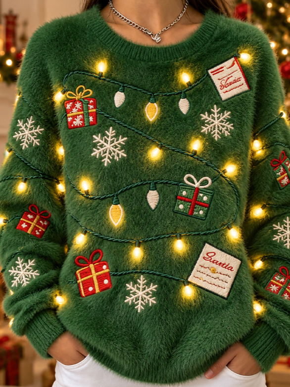 Casual Christmas Fun Crew Neck Long Sleeve Sweatshirt
