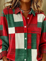 Classic Women's Christmas Contrast Plaid Shirt