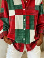 Classic Women's Christmas Contrast Plaid Shirt